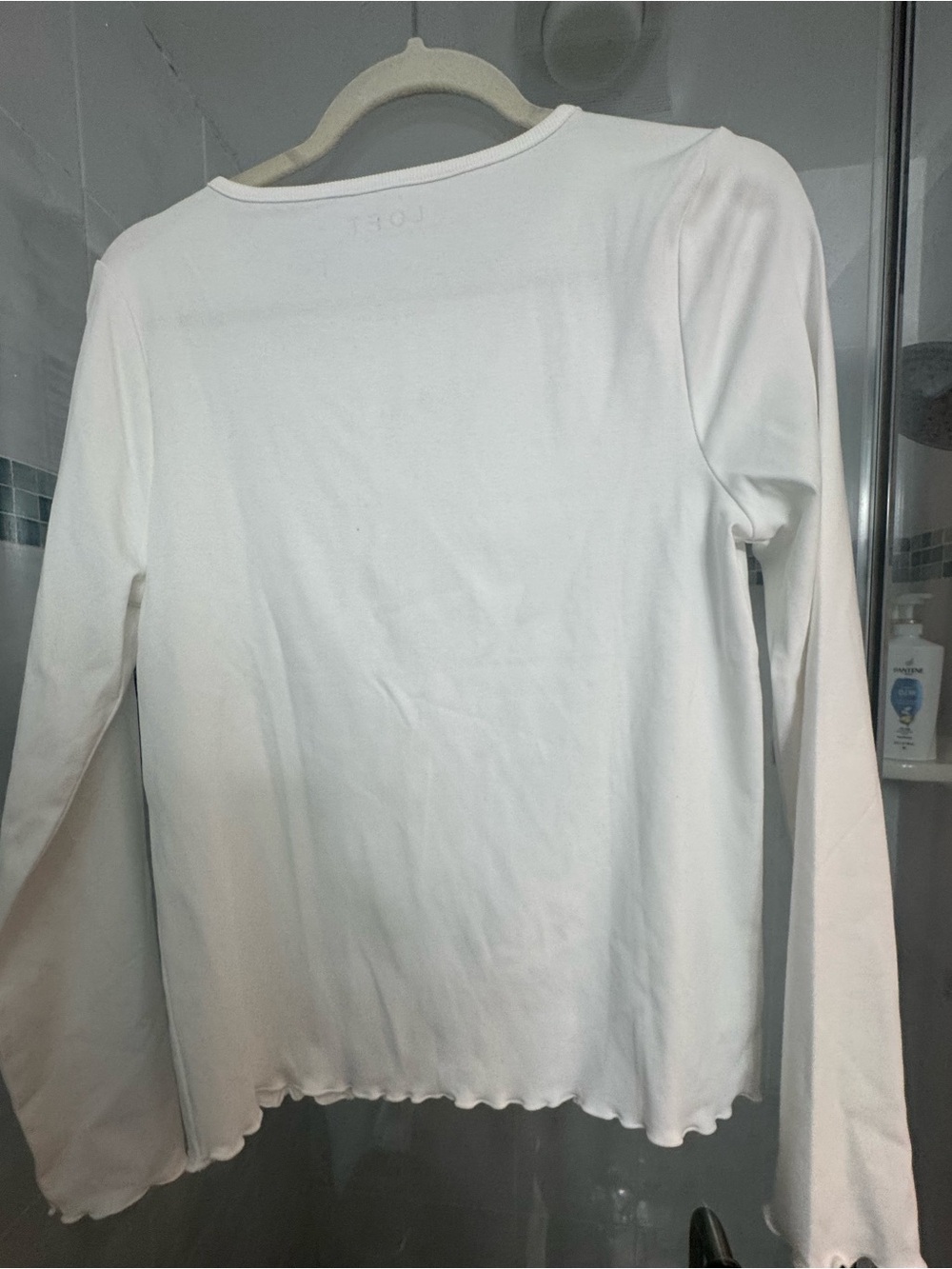 LOFT White Long-Sleeve Ruffle-Detail Knit Top - Picture 3 of 5